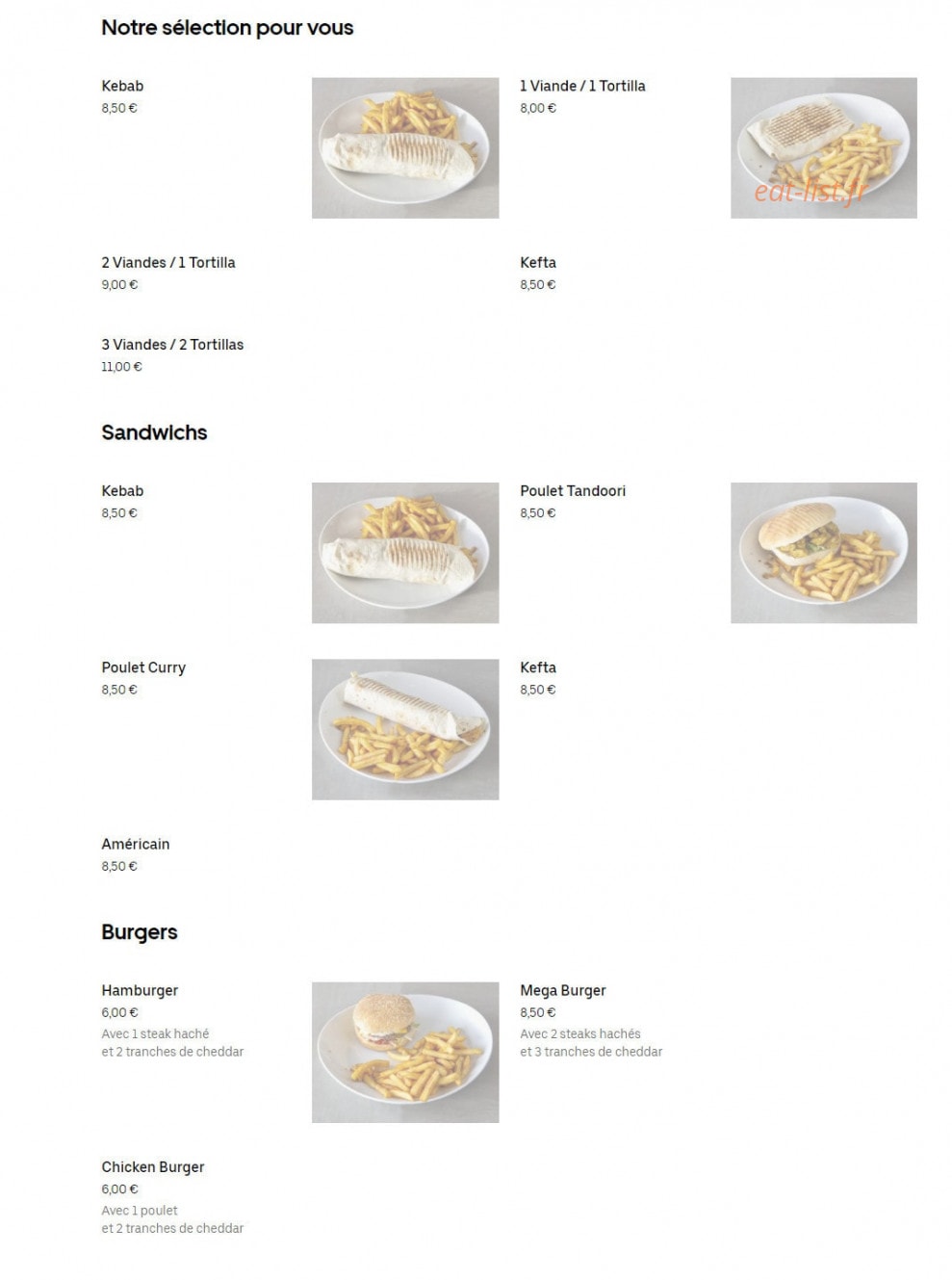 Döner King — carte page 1