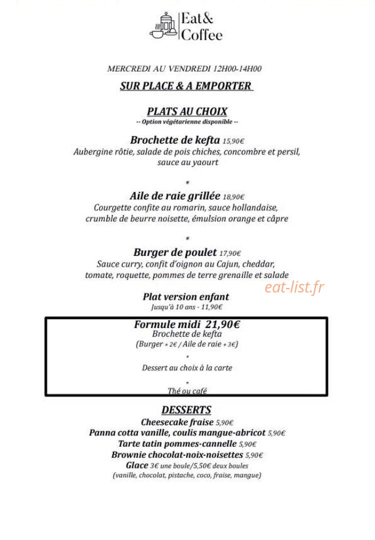 Eat and Coffee — carte page 2