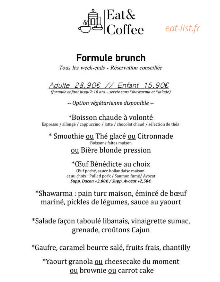Eat and Coffee — carte page 1