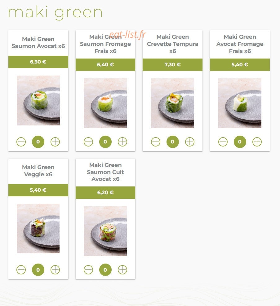 Eat sushi — carte page 10