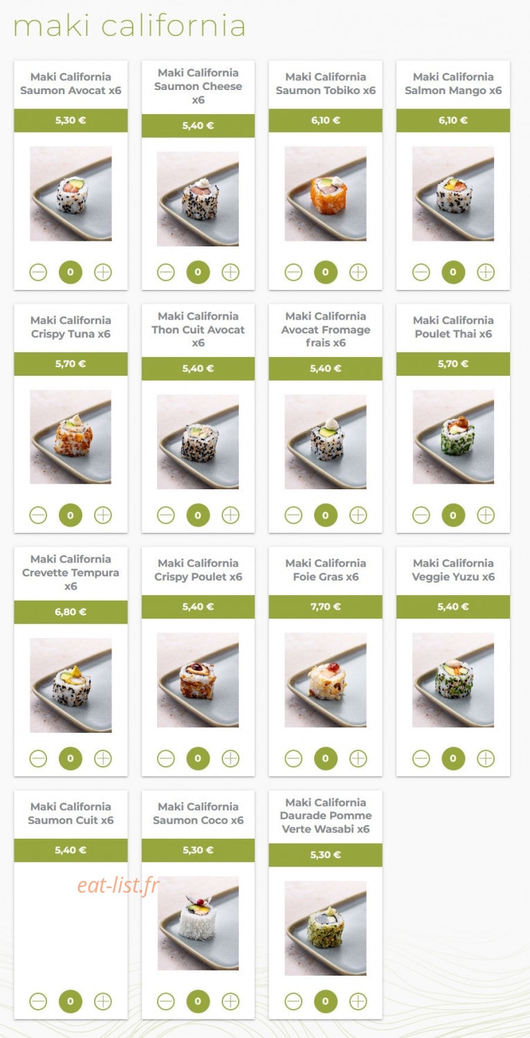 Eat sushi — carte page 9