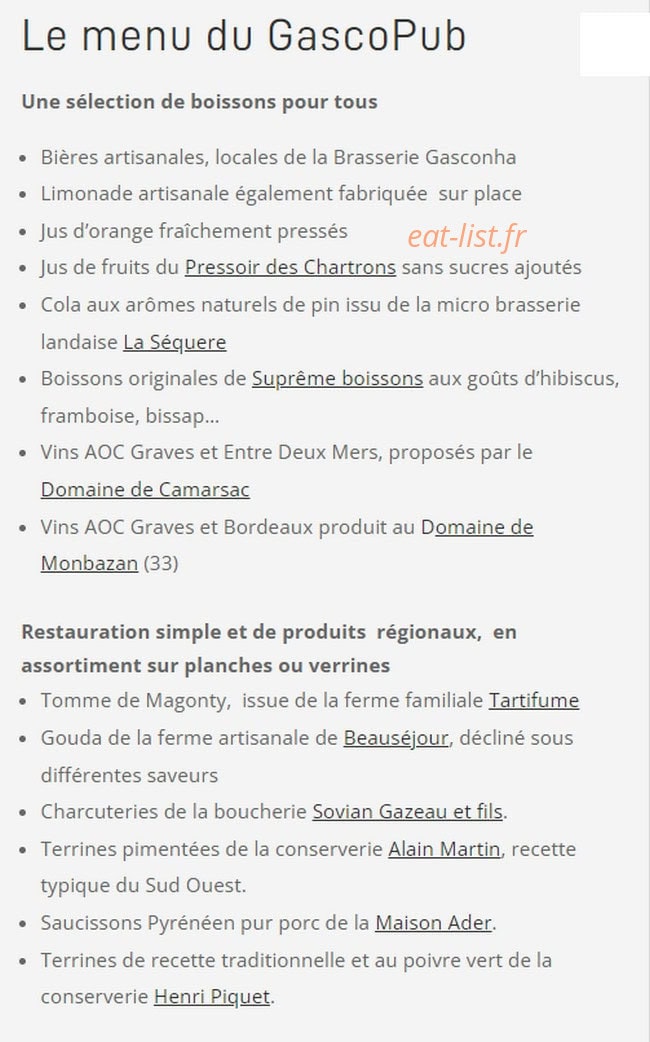 GascoPub — carte page 1