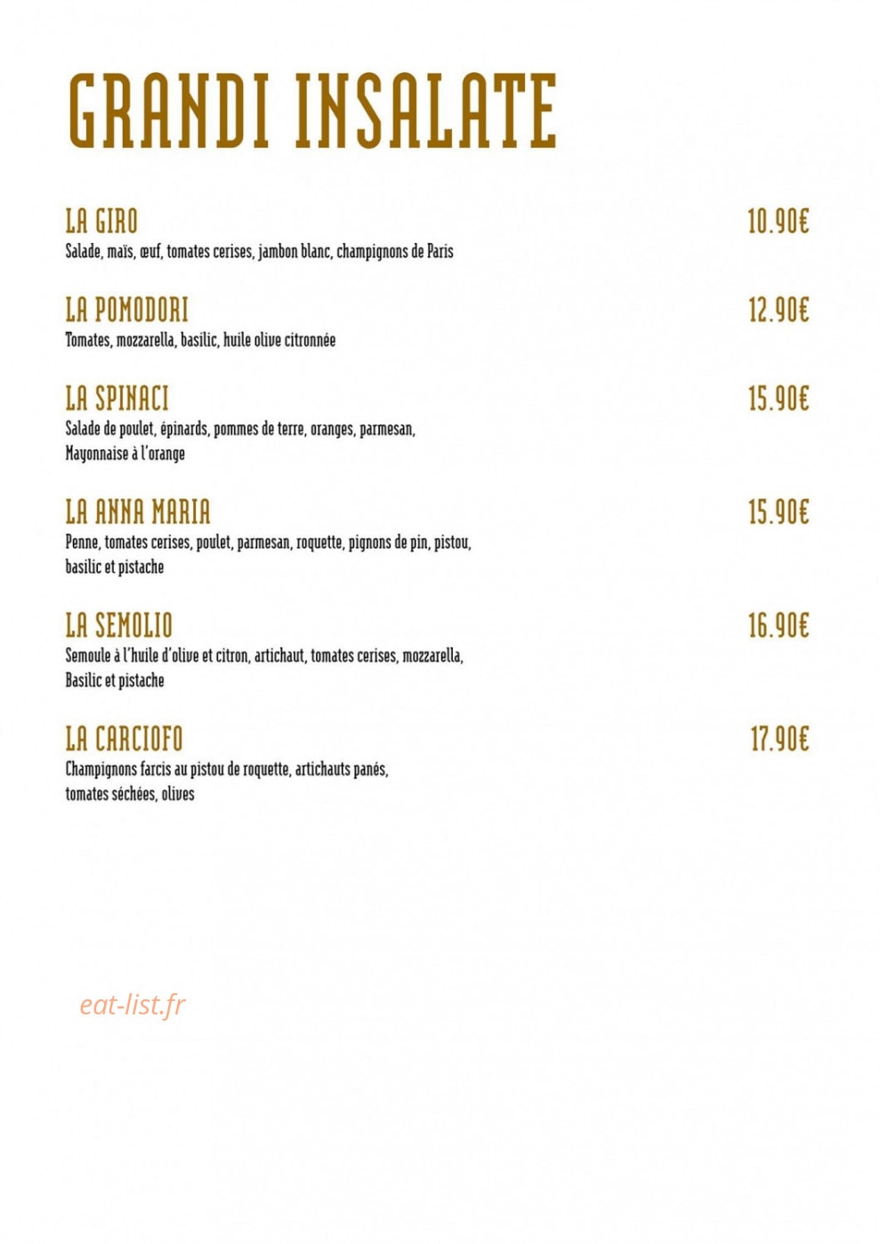 Giro Ristorante — carte page 2