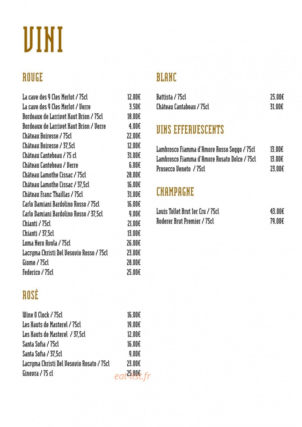 Giro Ristorante — carte page 5