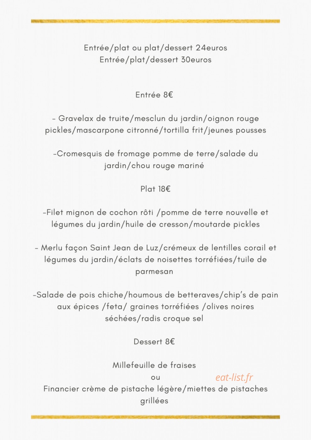 La Table d'Adamah — carte page 1