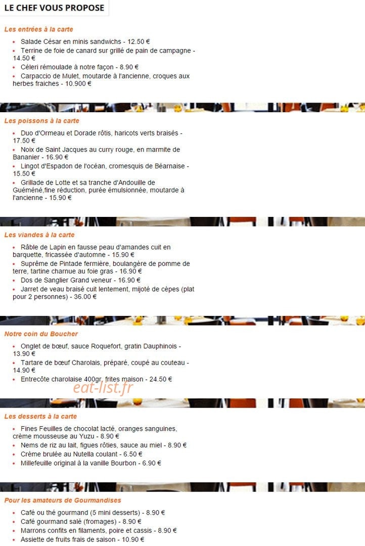 Le Bistrot 14 — carte page 1