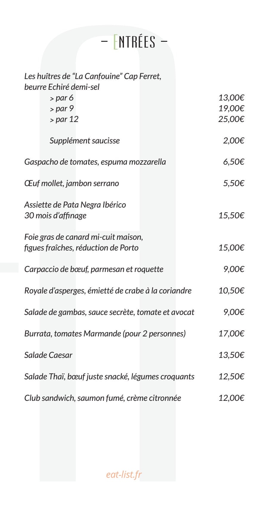 Le bistrot de l'alouette — carte page 2