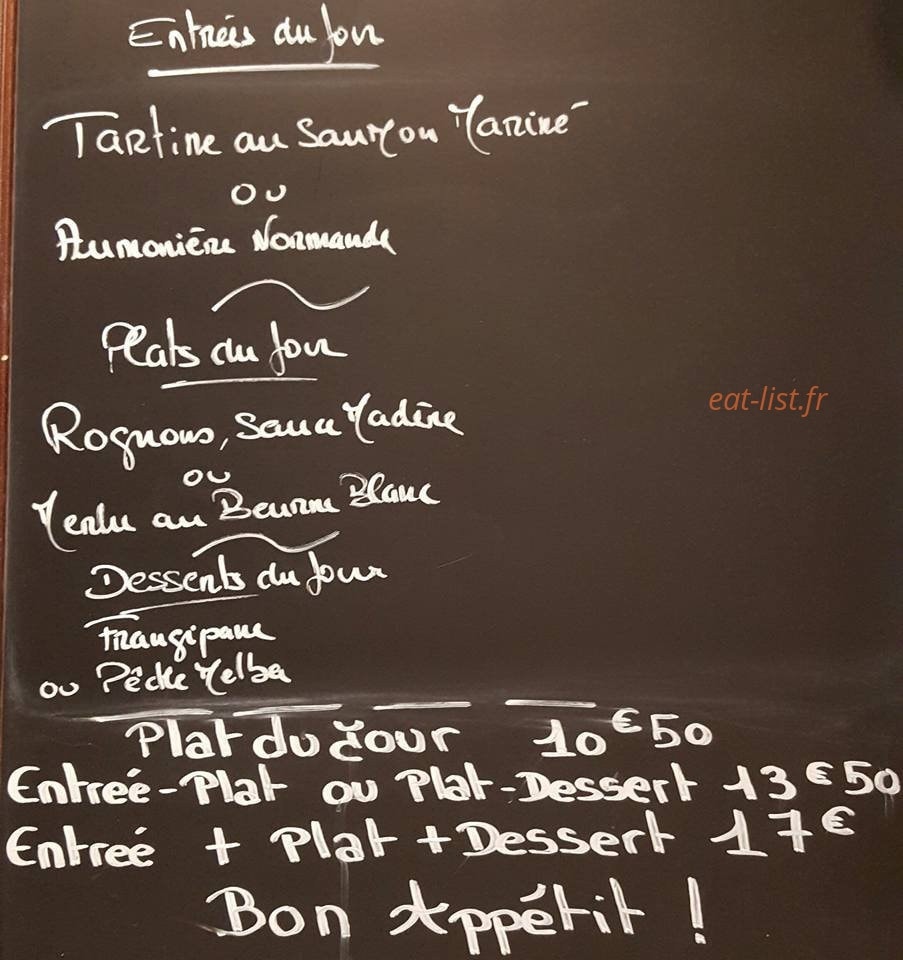 Carte et menu de Le Brasserie de l' Hôtel de ville à Pessac — Un exemple de menu du jour