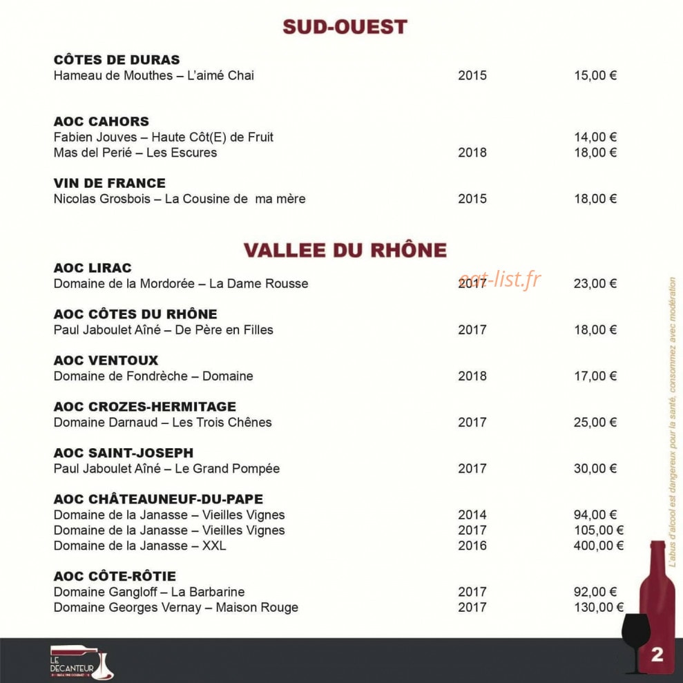 Le Décanteur — carte page 5