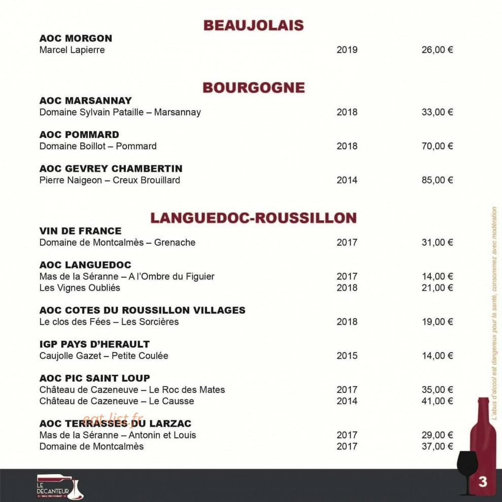 Le Décanteur — carte page 3