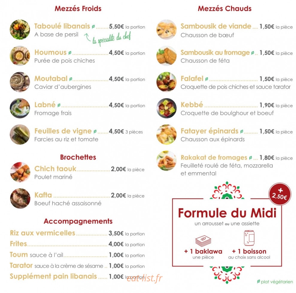 Le Gourmet Libanais — carte page 2