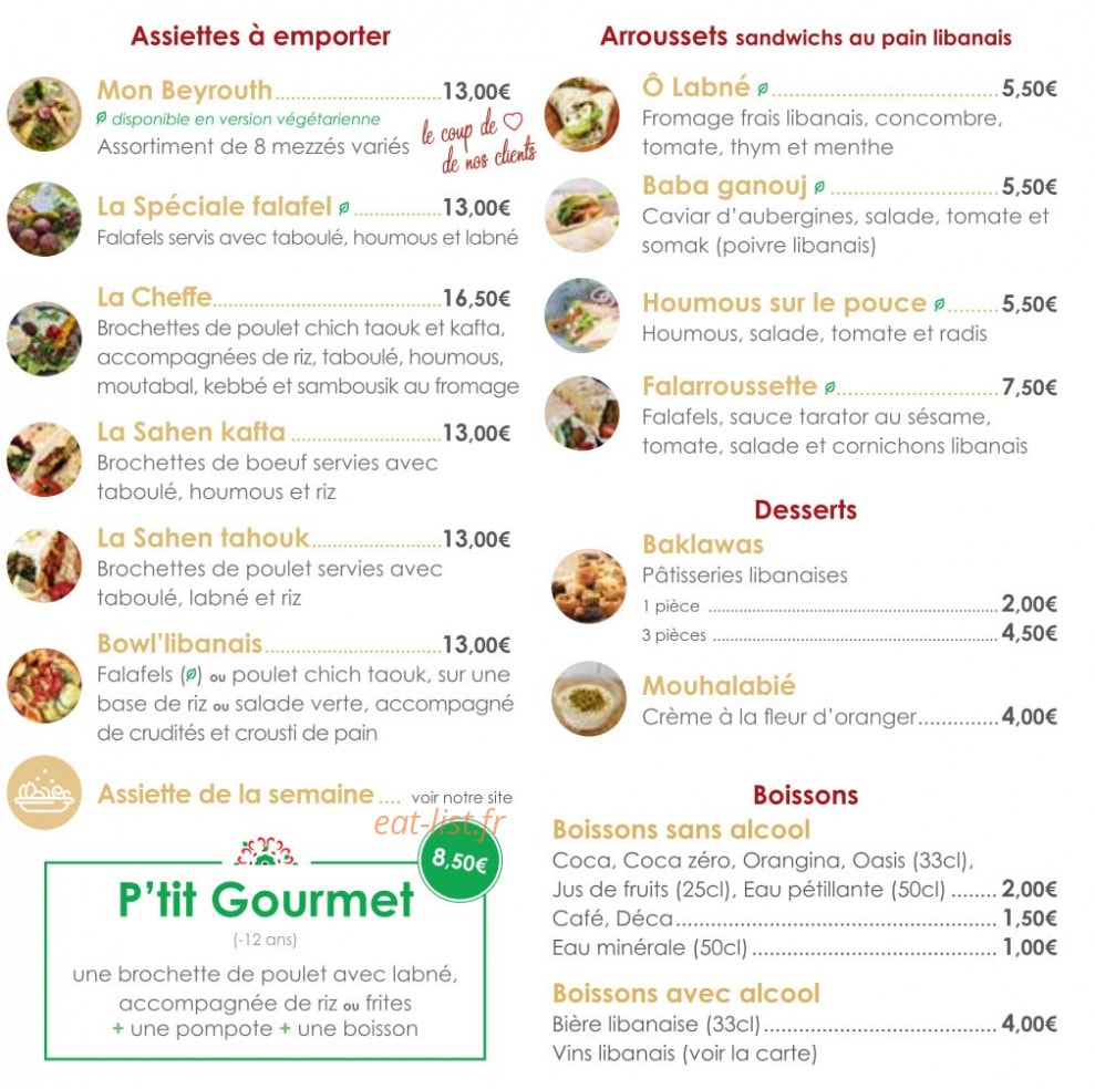 Le Gourmet Libanais — carte page 3