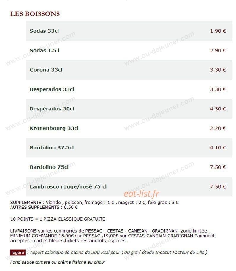 Le Kiosque à Pizzas — carte page 5