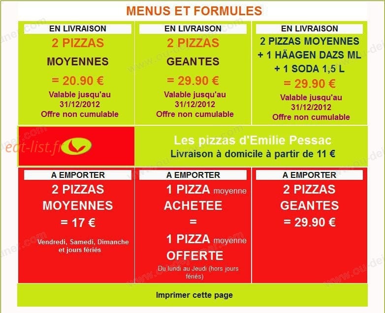 Les Pizzas d'Emilie — carte page 6