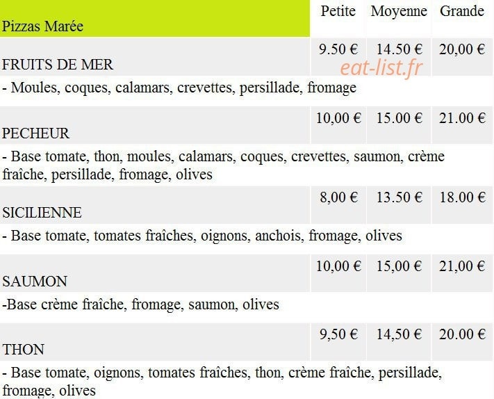 Les Pizzas d'Emilie — carte page 3