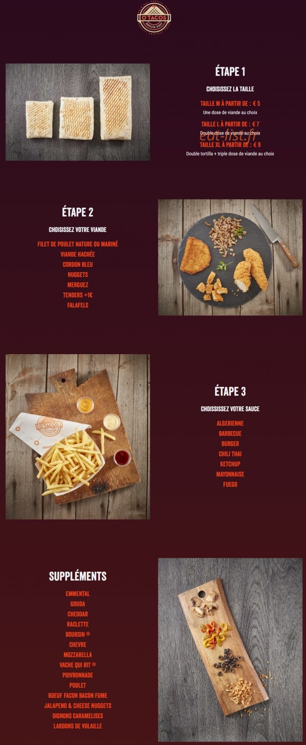 O'Tacos — carte page 1