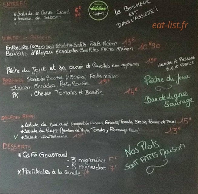 Pessac Kitchen — carte page 1
