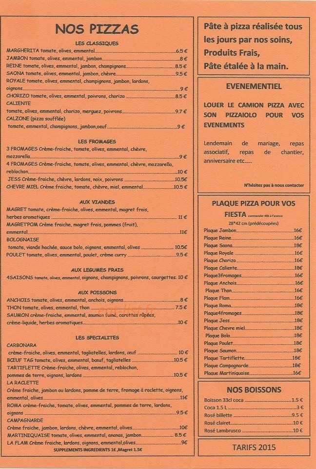 Pizza saona — carte page 2
