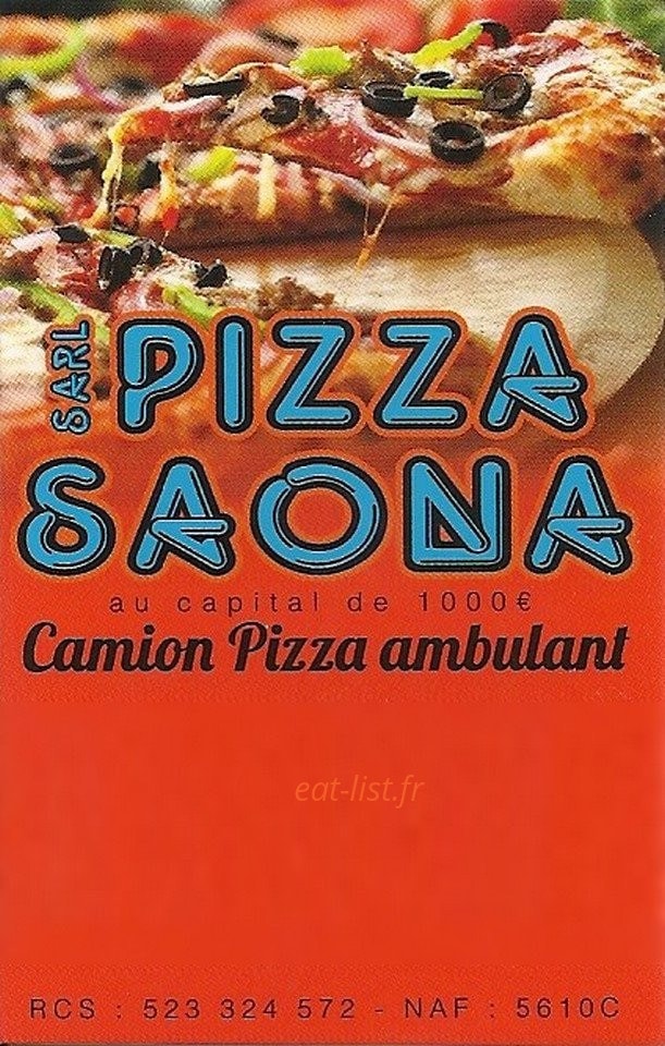 Pizza saona — carte page 1