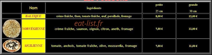 Pizza Saturne — carte page 2