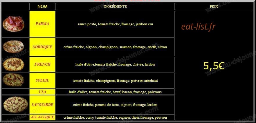 Pizza Saturne — carte page 6