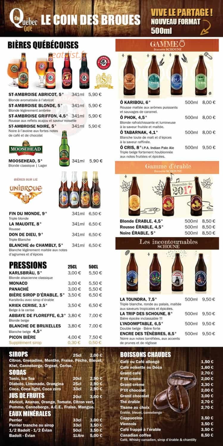 Québec Music Café — carte page 3