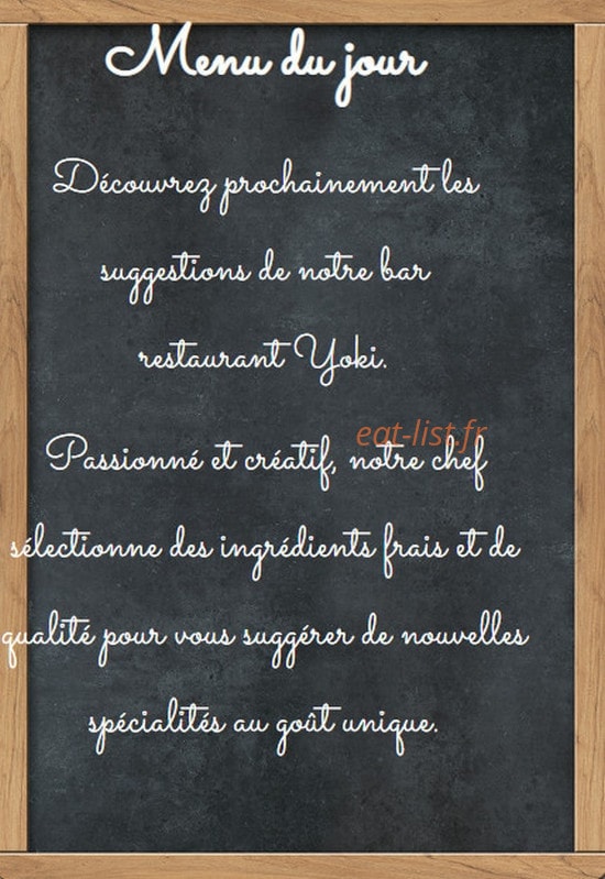 Restaurant Yoki — carte page 1