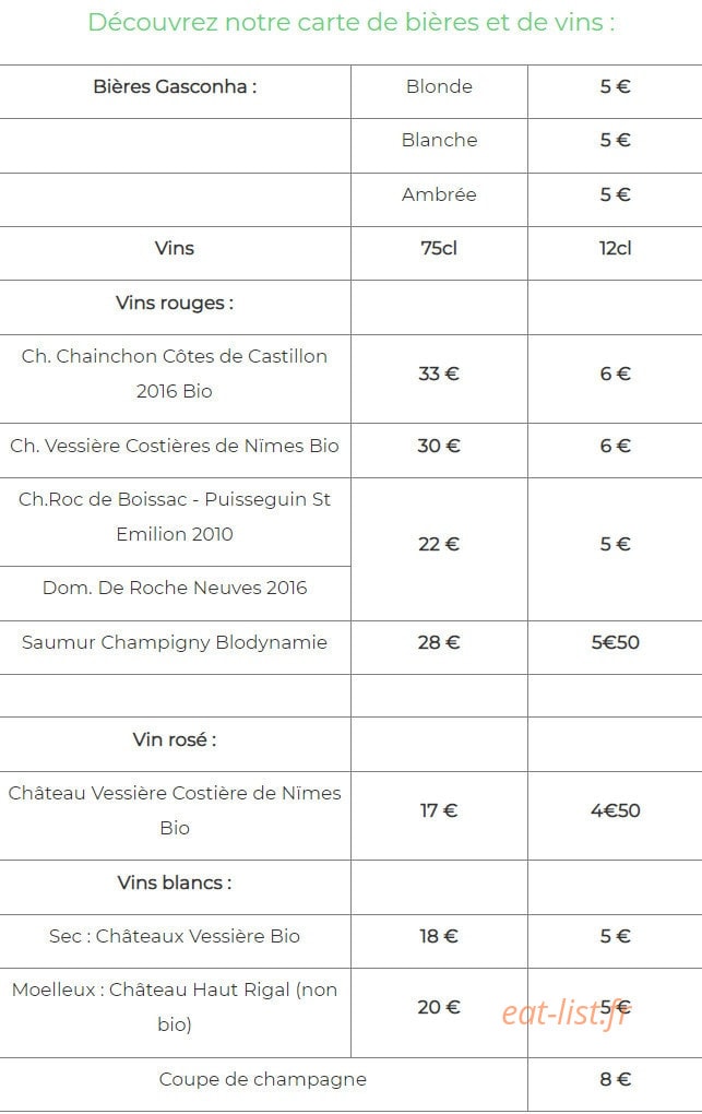 Restaurant Yoki — carte page 2