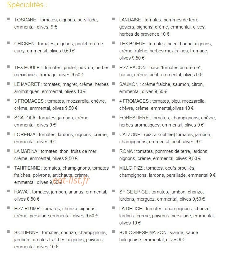 Royal Pizz — carte page 2