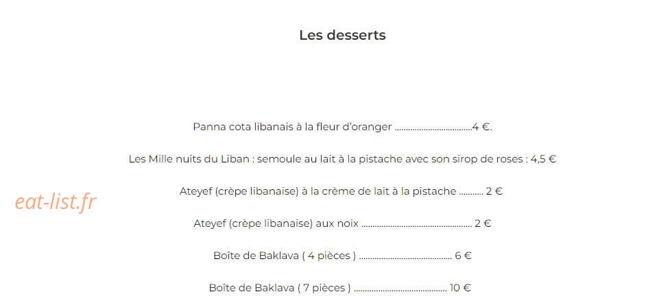 Saveurs de l'Orient — carte page 3
