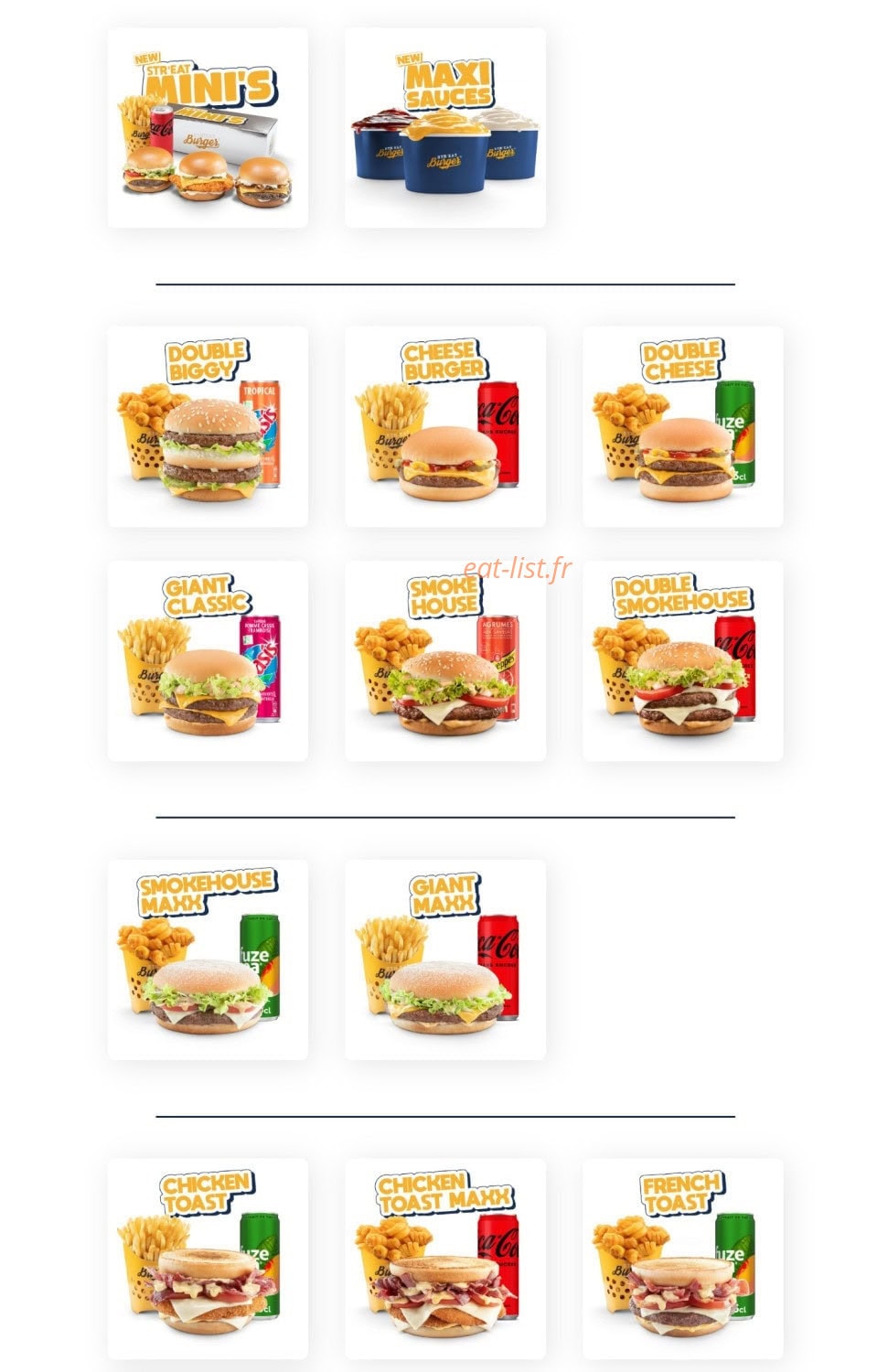 Str'eat Burger — carte page 1