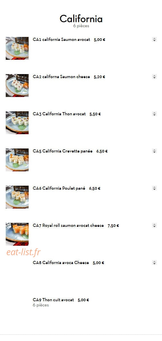 Sushi Fou — carte page 1