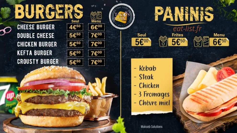 Tacos Naan Alouette — carte page 1