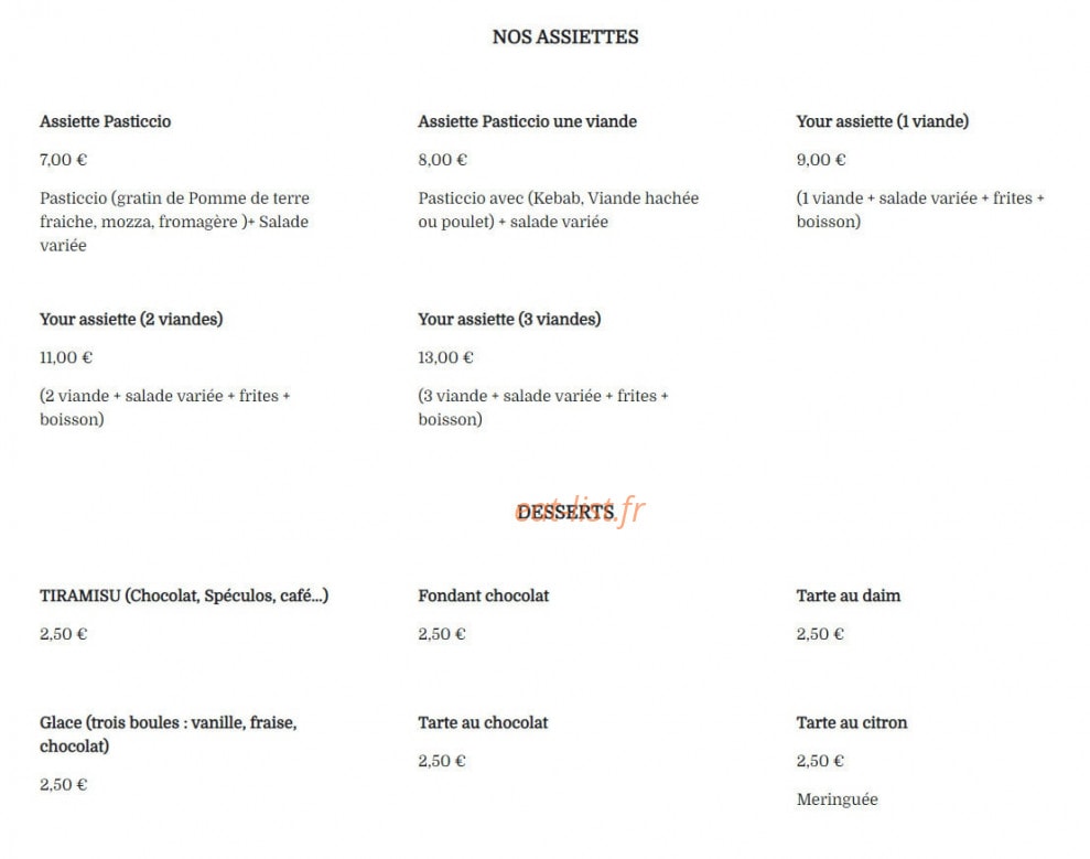 Your Pizza et Tacos — carte page 4