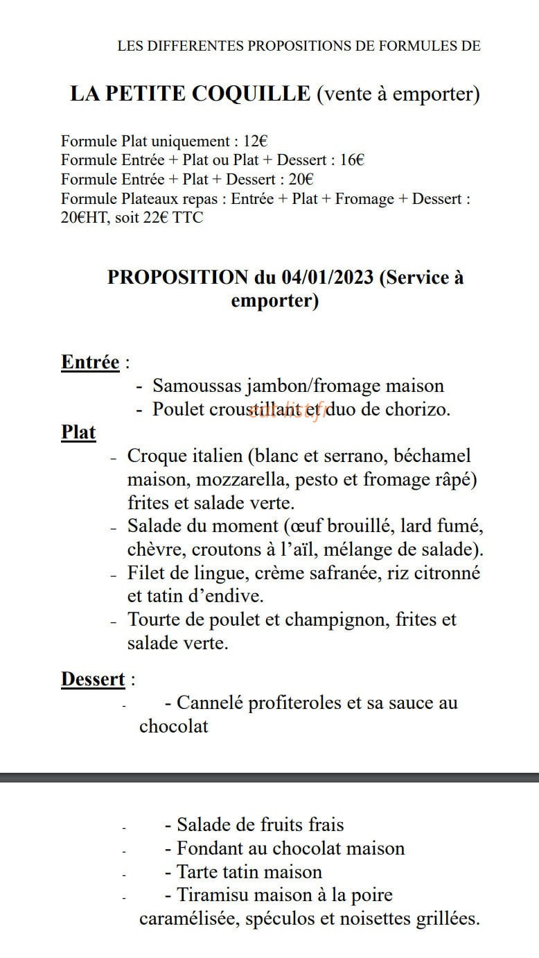 La Petite Coquille — carte page 1