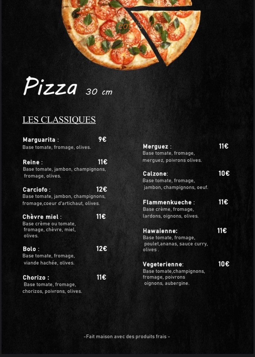 Pizzeria des compères — carte page 1