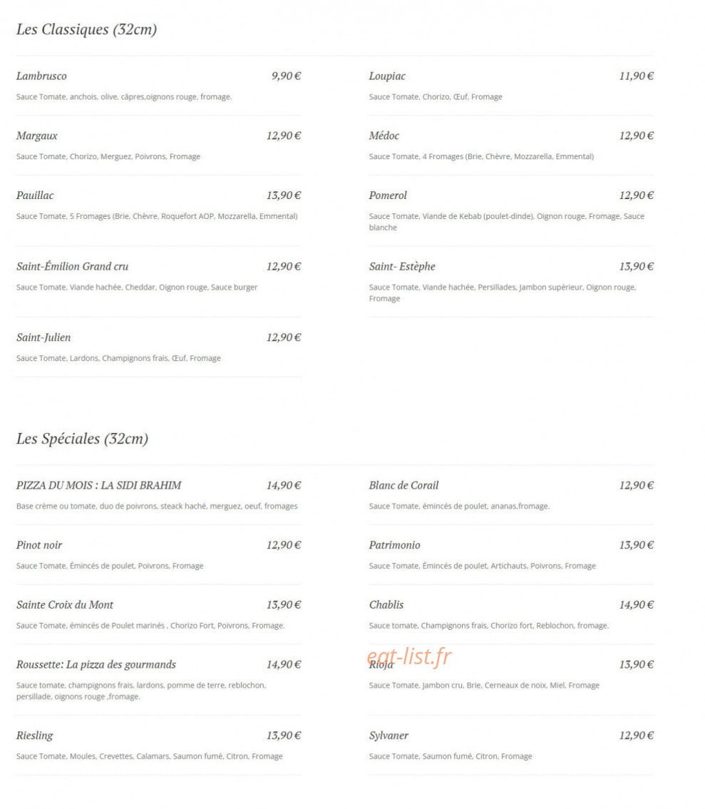 Bella Pizza & Basta — carte page 2
