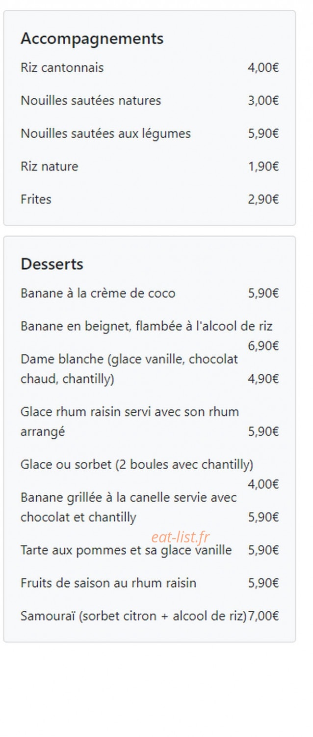 Chez Binh — carte page 3