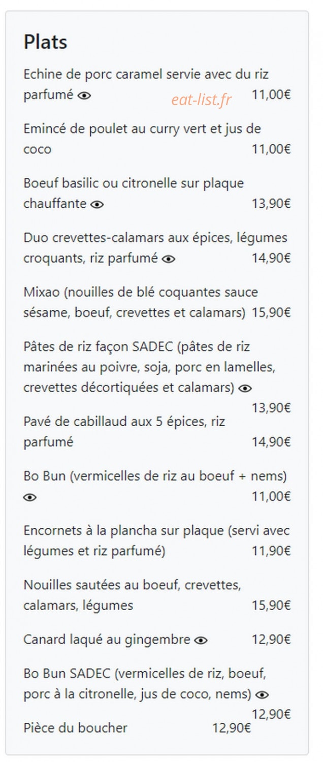 Chez Binh — carte page 2