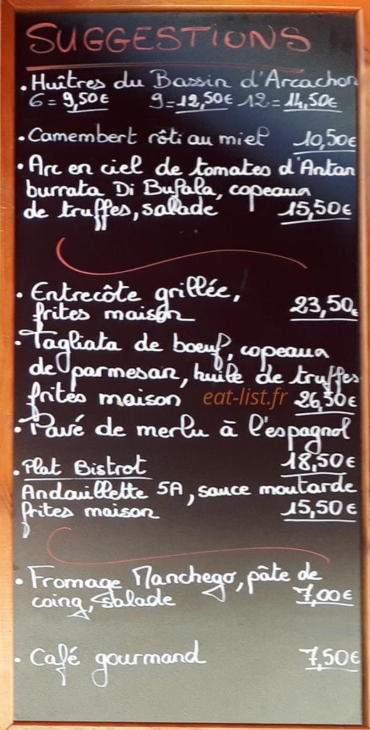 Le Bistrot des Toqués — carte page 3