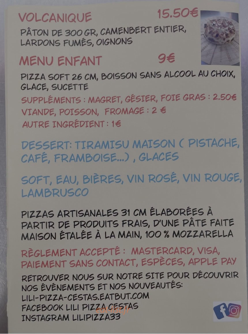 Lili pizza — carte page 4