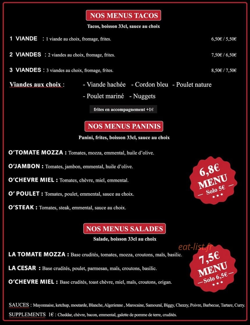 O Burger — carte page 2