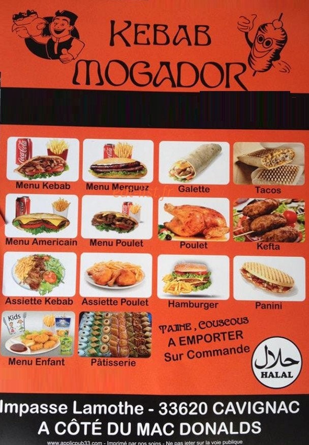 Kebab Mogador — carte page 1