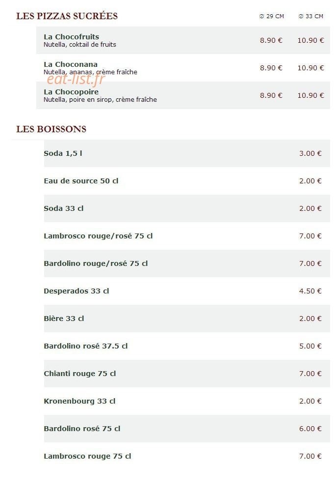 Le Kiosque à Pizzas — carte page 5