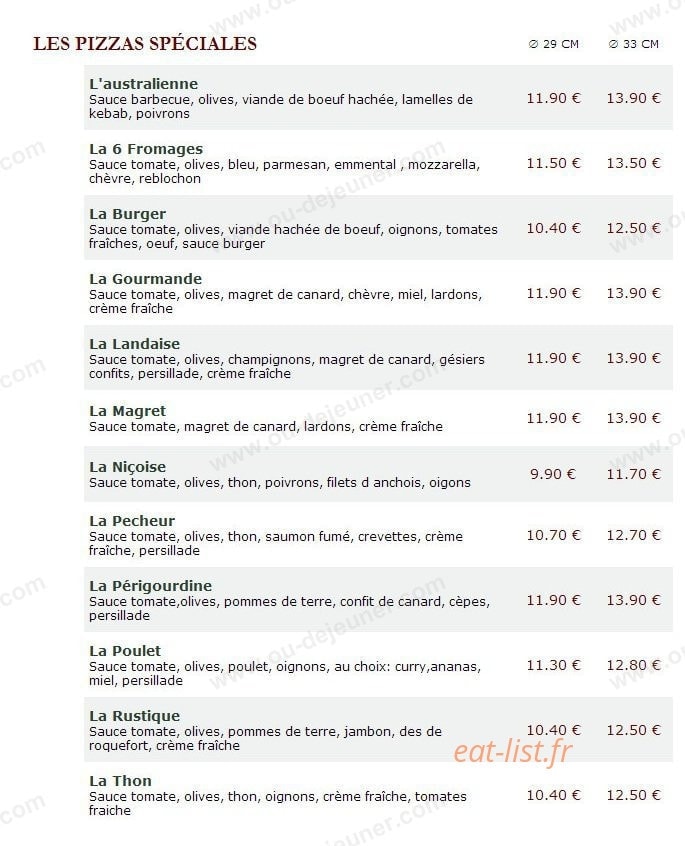 Le Kiosque à Pizzas — carte page 3