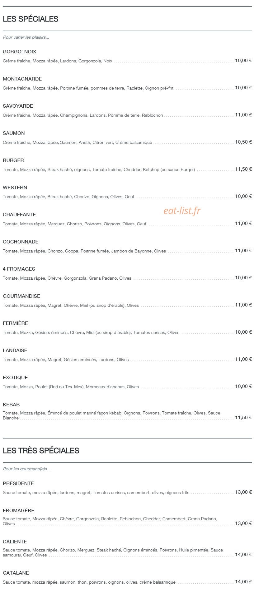 Croustill' Pizza — carte page 2