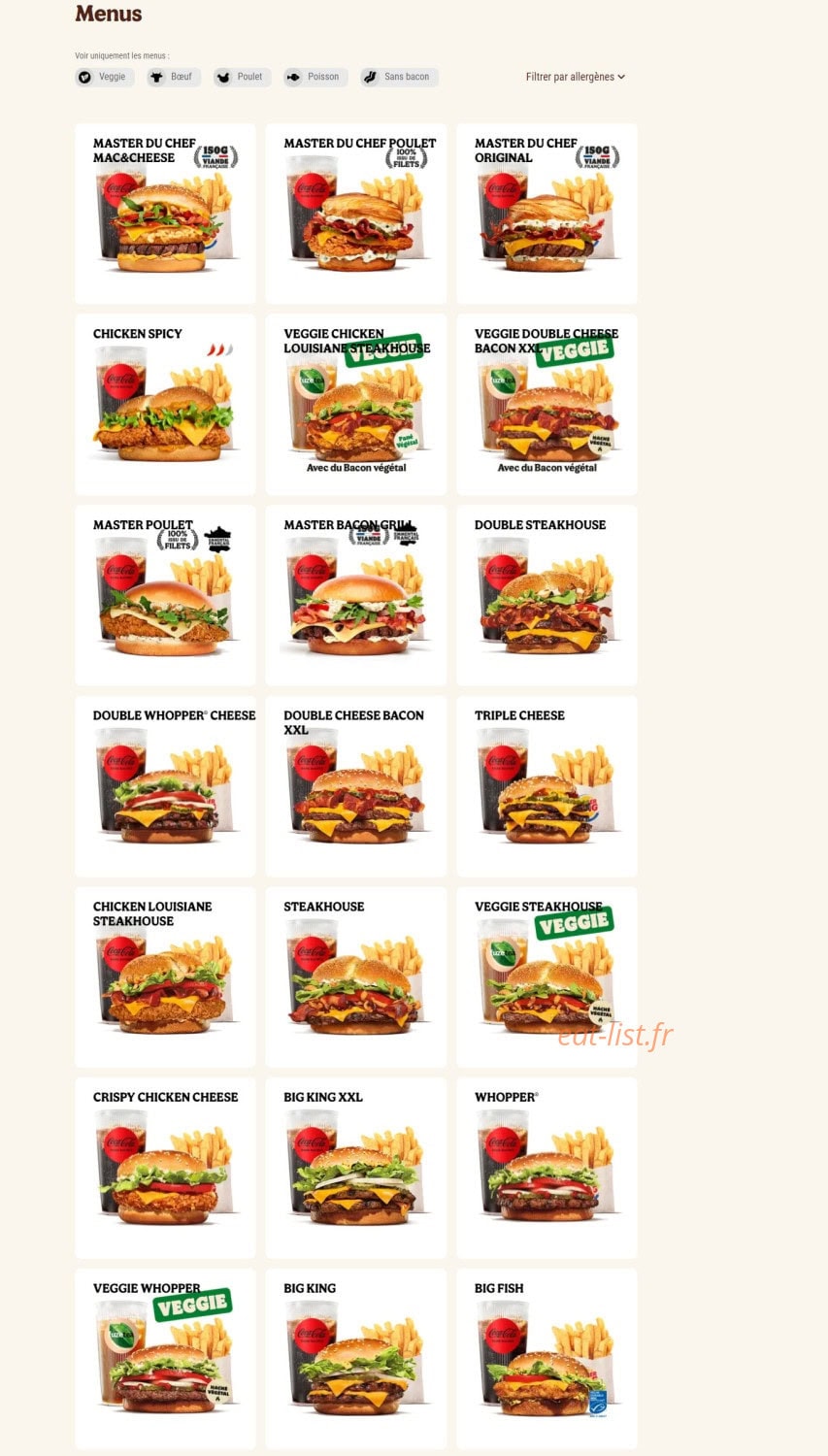 Burger King — carte page 3