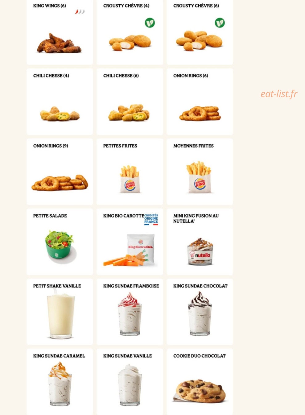 Burger King — carte page 12