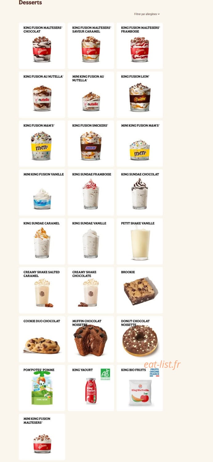 Burger King — carte page 13