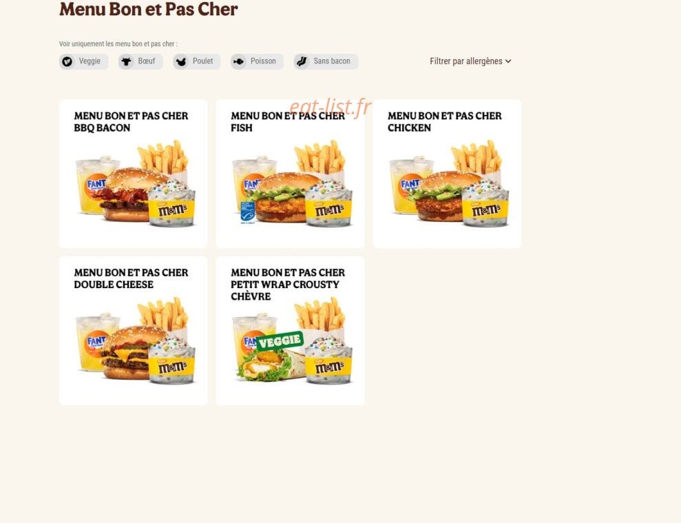 Burger King — carte page 18